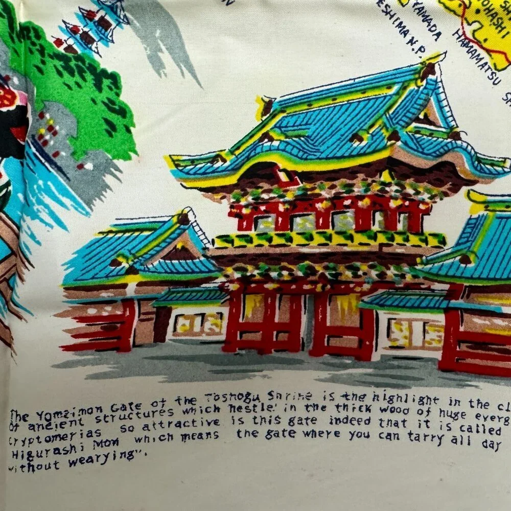 Vintage Memory Japan & Korea Landmarks Map Tapestry 28.5